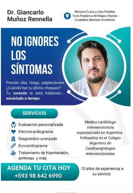 Giancarlo Mu&ntilde;oz Rennella : Cardi&oacute;logo en Machala